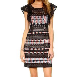 BCBG Black Roxine  Flutter Sleeve Derby Dress